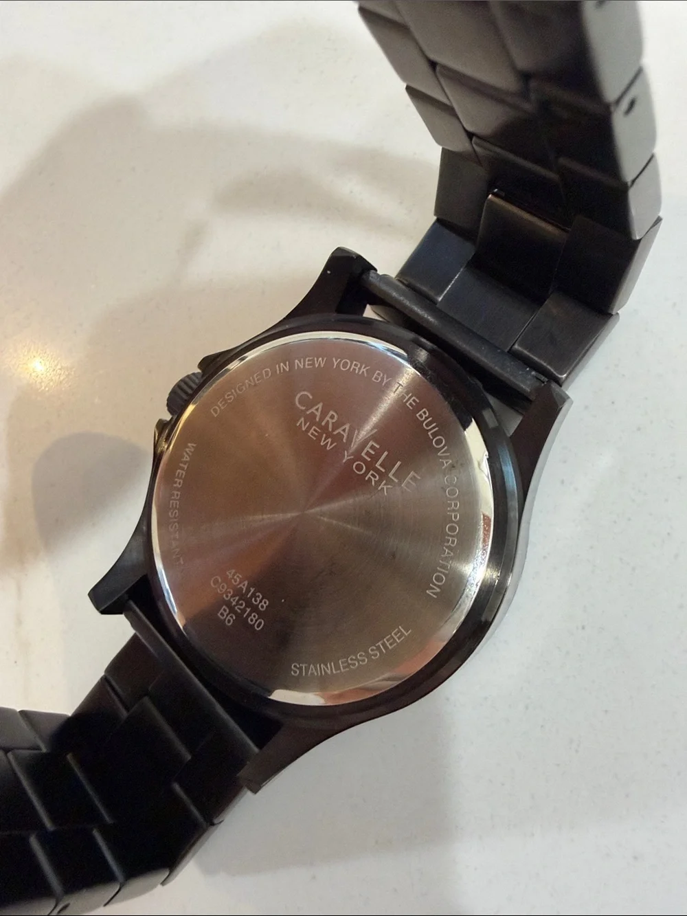 Caravelle New York Men's Black Stainless Steel Dress Watch